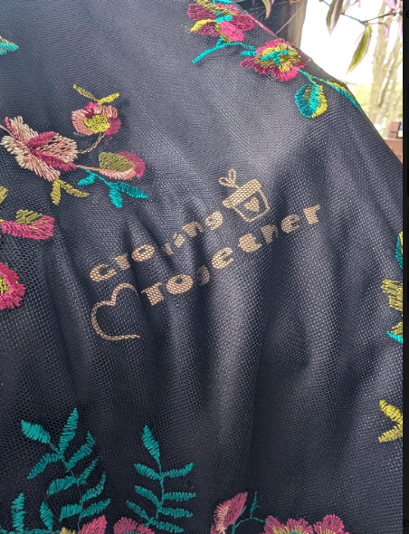 “Growing Together” Black Embroidered Tank