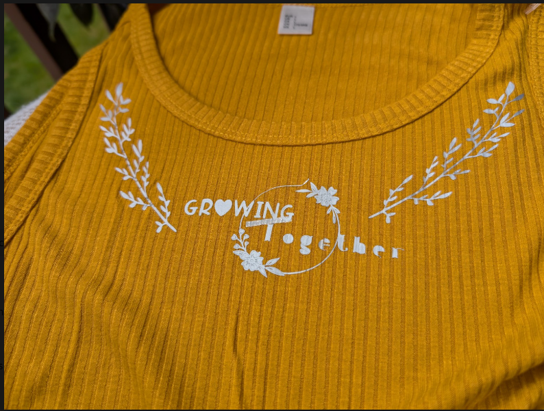 “Growing Together” Golden Ribbed Tie-Front Tank