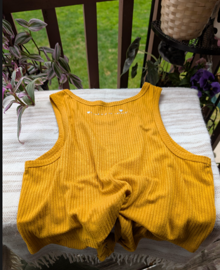 “Growing Together” Golden Ribbed Tie-Front Tank