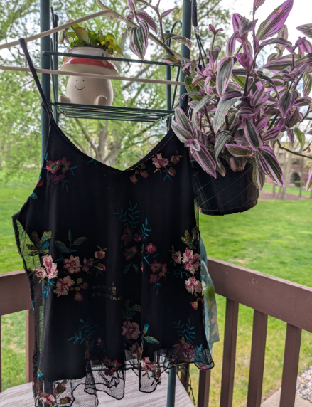 “Growing Together” Black Embroidered Tank